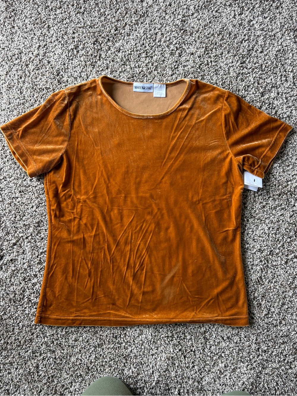 Vintage 90’s White Stag Velvet Short-Sleeve Top - Burnt Orange